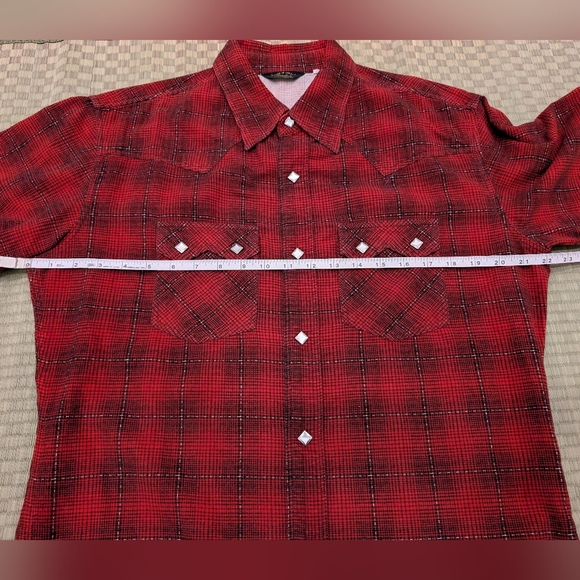 Flat Head & Co. Black Mint Short Sleeve Western Snap Flannel Shirt Men's Size 42 - Picture 5 of 6